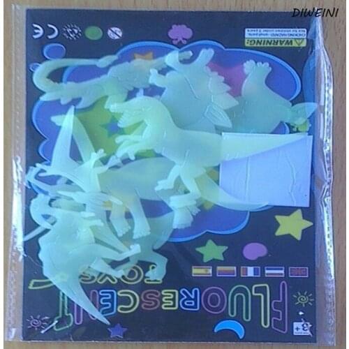 9PCS/PACK Cute Dinosaur Luminous Home Decor Decal Glow In The Dark Wall Stickers Baby Kids Room Fluorescent Stickers
