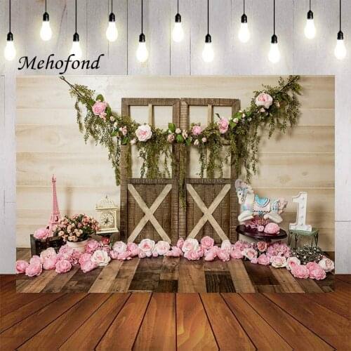 Mehofond Photography Background 1st Birthday Party Flowers Cake Smash Baby Shower Princess Girl Portrait Backdrop Photo Studio