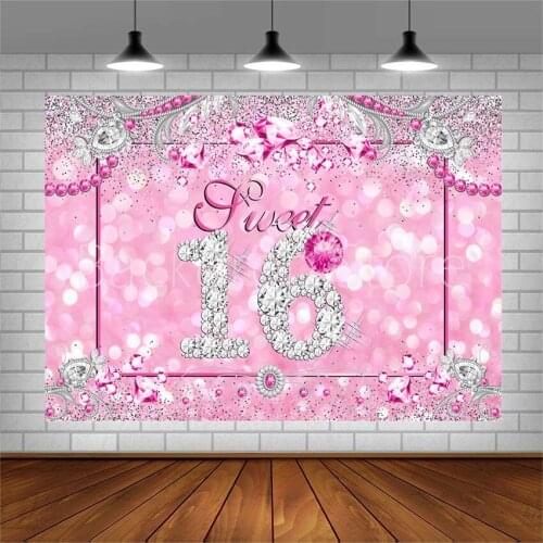 Avezano Photography Backgrounds Happy 16th Birthday Party Pink Banner Backdrops For Photo Studio Photocall Photozone Decoration