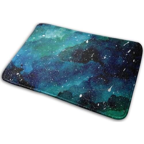 Emerald Galaxy Mat Rug Carpet Anti - Slip Bedroom Entrance Door Mat Emerald Green Galaxy Universe Stars Nature Beautiful Pretty