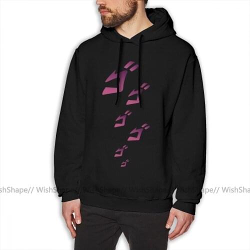 Kanji Hoodie Jojo MENACING Jojo Bizarre Adventure Hoodies Men Long Length Pullover Hoodie Autumn Cool Outdoor XL Cotton Hoodies