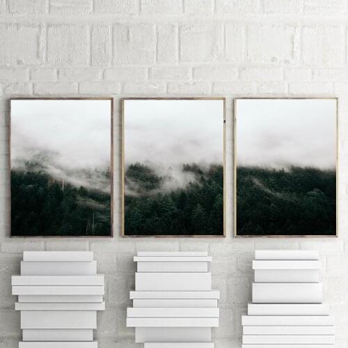 Cuadros Decoracion Cloud Forest Tree Posters and Prints Landscape Canvas Painting Birds Wall Art Print Pictures For Living Room