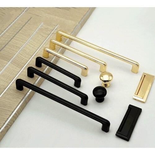 KK&FING High-end Black Gold Handle Zinc Alloy Cabinet Handles Dresser Knobs Drawer Pulls Wardrobe Cupboard Door Handle Hardware