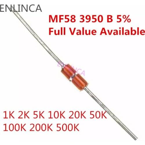 10Value kit 10value*10=100pcs Thermal Resistor NTC MF58 1K 2K 5K 10K 20K 50K 100K 200K 500K 1M 5% 3950B ohm R Thermistor Sensor