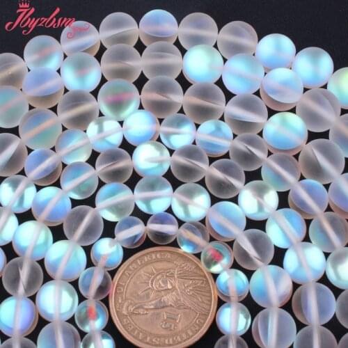 Round Frost White Austria Crystal Synthesis Glitter Stone Loose Beads for DIY Women Men Necklace Bracelet Jewelry Making 15"