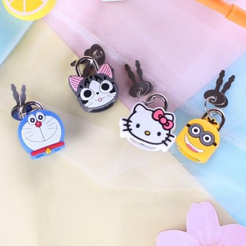 Mini Cute Cartoon Padlock Dormitory Drawer Anti-theft Lock With Key for Handbag/Luggage/Craft Diary/Toy Box Kid Gift Stationery