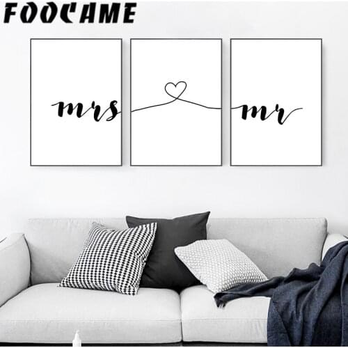 Mr Family Mrs Quotes Minimalist LOVE Wall Art Nordic Canvas Painting Line Decoration Picture Living Room Posters and Prints