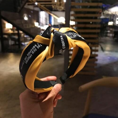 Fashion Boutique Hair Accessories Womens Retro Style Letter Headband Knotted Holiday Wind Wide Side Hair Hoop Hairband Headwear