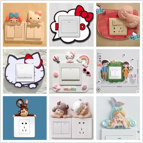 Cartoon Animal Unicorn kitty Switch cover Room Decor 3D Silicone On-off Sticker Switch Outlet Wall Sticker Wall DIY Decoration