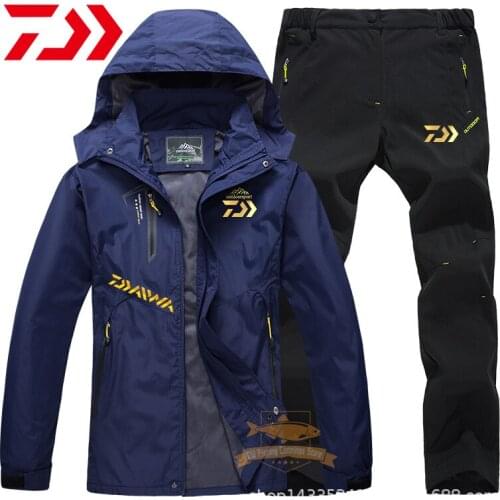 2021 Daiwa Men Fishing Jacket Autumn Winter Windproof Waterproof Warm Hooded Jacket Outdoor Sport Camping Hiking Fishing Suits