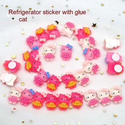 Refrigerator Sticker with Glue Cartoon Cat Cake Mixed Resin Child Gift Wedding Decoration DIY Handmade Home Clothing Accessories