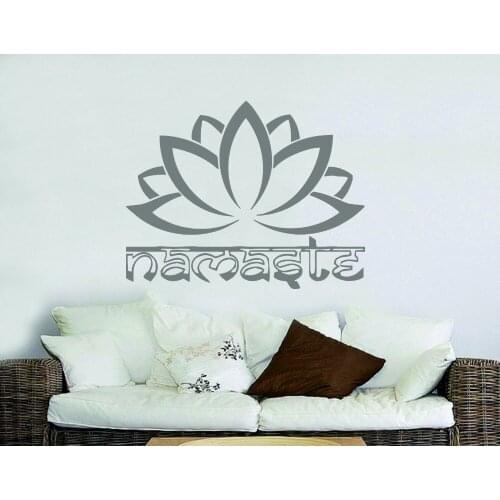 Namaste Lotus Religious Quotes Buddha Wall Sticker Home Living Room Decor Sticker Vinyl Bedroom Sticker Decal Yiga Studio NY-225
