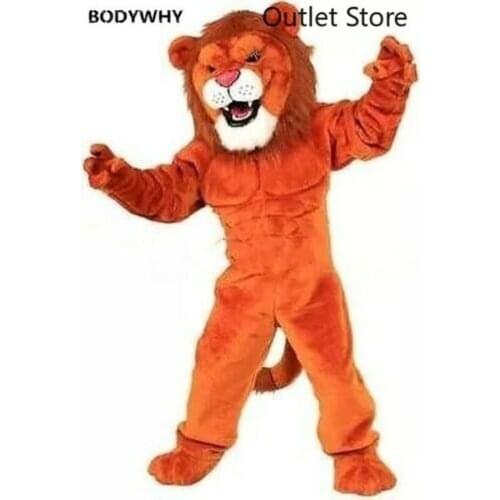 Orange Long Fur Lion Mascot Costumes Party Outfits Cosplay Dress Xmas Halloween Furry Suits Party Game Fursuit Cartoon Dress