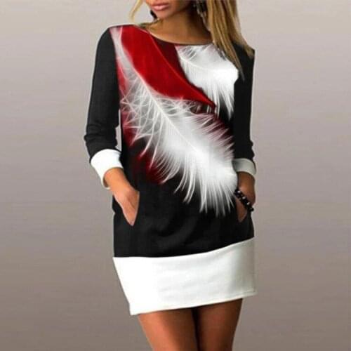 Autumn Fashion Women O-neck Long Sleeve Printing Mini Dress Clothing for Women Bodycon Dress african clothes for women