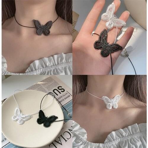 1PCS Sweet Butterfly Choker Fashion Lace Choker Clavicle Necklace Chain Collar Sexy Short Necklace for Women Girl Jewelry