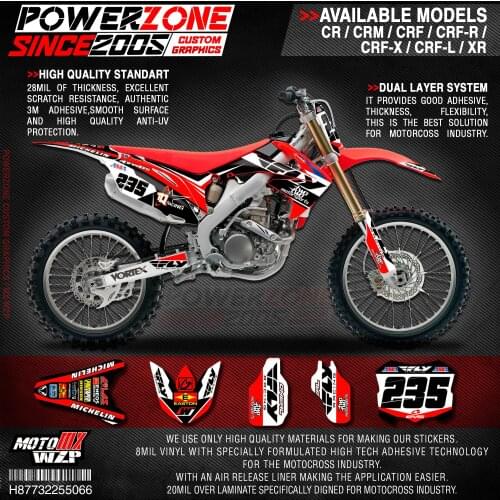 PowerZone Custom Team Graphics Backgrounds Decals 3M Stickers Kit For HONDA CRF250R 2010-2013 CRF450R 2009-2012 066