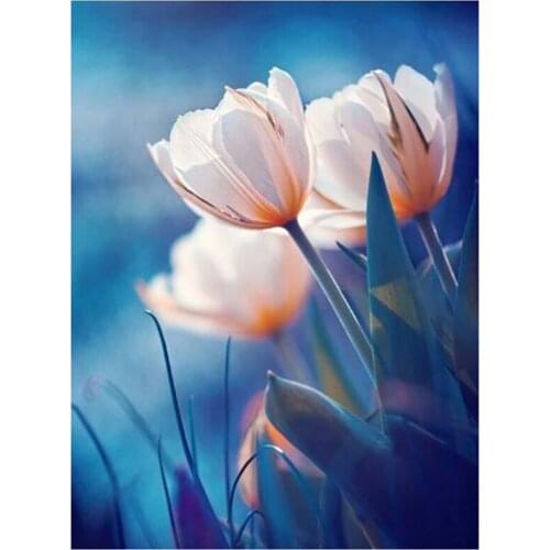 Full Square 5D Diy Drill Flower White Flower Diamond Painting Decoration Picture Of Rhinestone Mosaic Picture Wall FC496