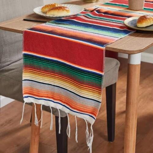 Stripe Party Table Runner for Weddings Birthday Home Decorations Dining Tablecloth Serape Fiesta Themed Party Supplies