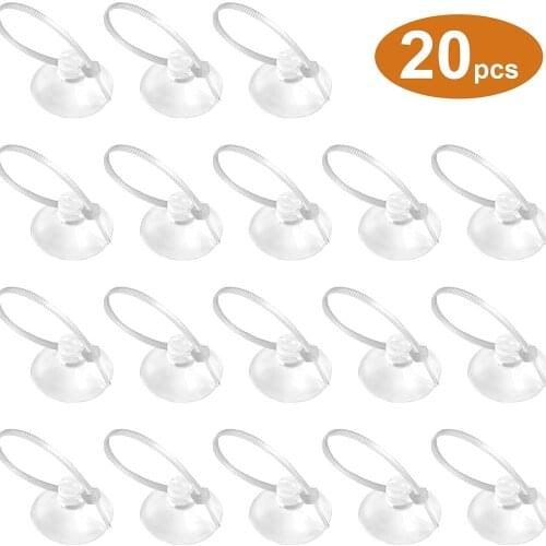 20 Pcs Aquarium Suction Cups Fish Tank Suction Cups Clip Suction Hooks Adjustable Cable Ties for Plants Binding Moss Shrimp Nest
