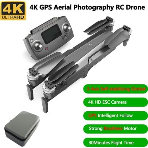Professional 4K GPS Smart Follow RC Drone 3-axis Self-Stabilizing Gimbal 30Mins Duration 5G WiFi FPV LCD Screen Quadcopter Toys