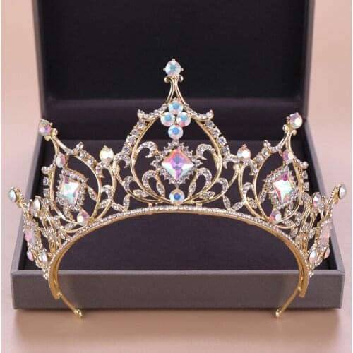 Luxury Big Rhinestone Bridal Queen Princess Crown Jewelry gold Crystal Crown Tiaras Statement For Bride Hair Jewelry Accessories