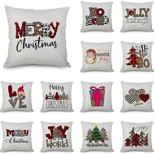 Merry Christmas Cushion Cover Red Black Plaid Pillow Case Office Home Decorative Pillowcase Xmas Party Throw Pillow Cover