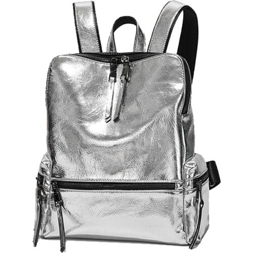 Silver Womens Backpack 2021 Fashion School Bag for Teenage Girls Back Pack Silver Glitter Bag Large Backpack Leather Backpacks