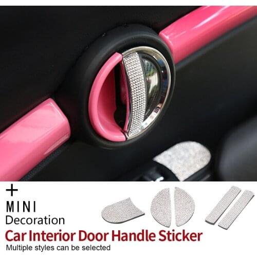 Bling Bling Car Interior Door Handle Sticker with Rhinestone for Mini CooperS ONE F54 F55 F56 F60 R55 R56 R60 R61 Accessories