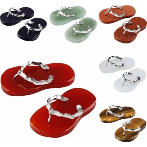 SUNYIK Crystal Gem stone Slipper Flip Flop Shoes Pendant Charms Fit Necklace (Free Chain)