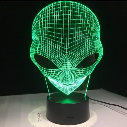 Halloween Alien Head 3D LED Lamp Multicolor USB Night Light Touch or Remote Luminaria Mood Desk Home Decor Bedside 181