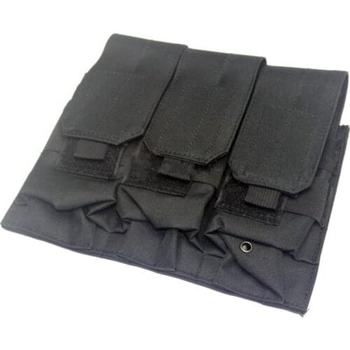 Tactical Molle Airsoft M4 M16 5.56mm Triple magazine pouch bag Black