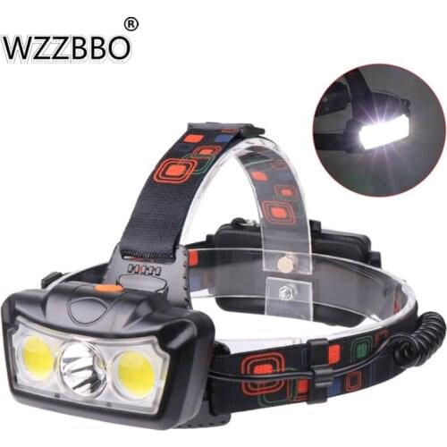 XML T6+COB LED Strong Light 3 Headlight DC Direct Charge 2 Pcs 18650 Aluminum Alloy Fishing Light