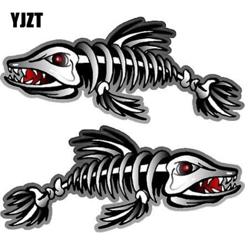 YJZT 17.1CM*7.4CM 2X ZOMBIE Reflective Fishing Art Series Car Sticker Motorcycle Parts C1-7097