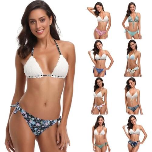 Women Beach Wear Solid Low Waisted Swimwear Bathing Suit Sexy Bikini Set Two Piece Swimsuit Women Bikinis Quick Dry Monokini