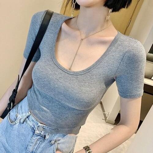 Women Spring Summer Style Sexy T-Shirts Tops Lady Casual Slim O-Neck Collar Short Sleeve Sexy Tees Tshits ZZ0147