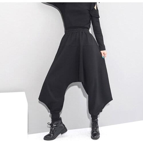 Johnature 2021 Autumn Solid Color Women Harem Pants New Fashion Casual Loose Elastic Waist Pockets Female Pants