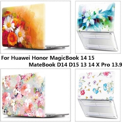 Women Vogue Floral Laptop Case For Huawei Honor MagicBook 14/ 15, MateBook 13/ 14/ X Pro, MateBook D15/ D14 2020 Protect Cover
