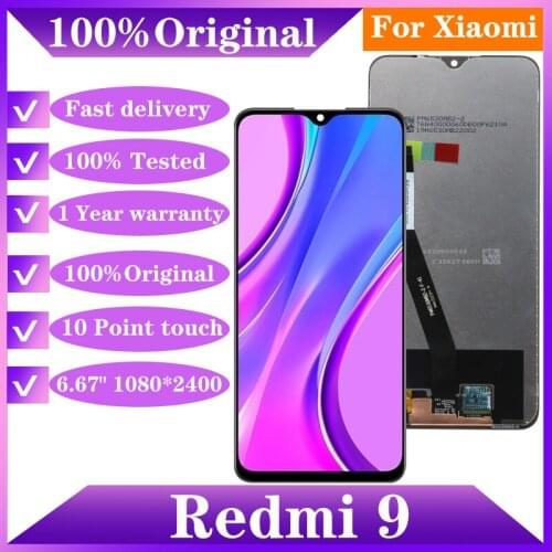 Original 6.53" LCD Display For Xiaomi Redmi 9 LCD Display Touch Screen Digitizer Assembly Replacement with frame 100% tested