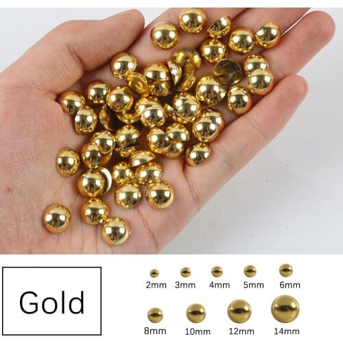 Gold Half Round FlatBack Pearl Bead,2mm 3mm 4mm 5 6 8mm ABS fashion decor jewelry for Nail Art DIY Phone