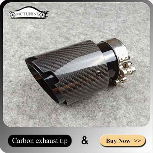 Top Quality Glossy Titanium Black Carbon fiber Exhaust Muffler Tail Pipes Fit For B-mw B-enz G-olf P-orsche