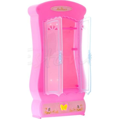 1Pc Pink Closet Wardrobe For Barbie Doll Girls Toy Princess Bedroom Furniture Q6PD