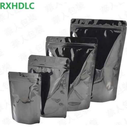 High Quality 100pcs Heat Seal Zip Lock Package Bags Aluminum Foil Mylar Tear Notch Matte Black Stand Up Bag Wholesale