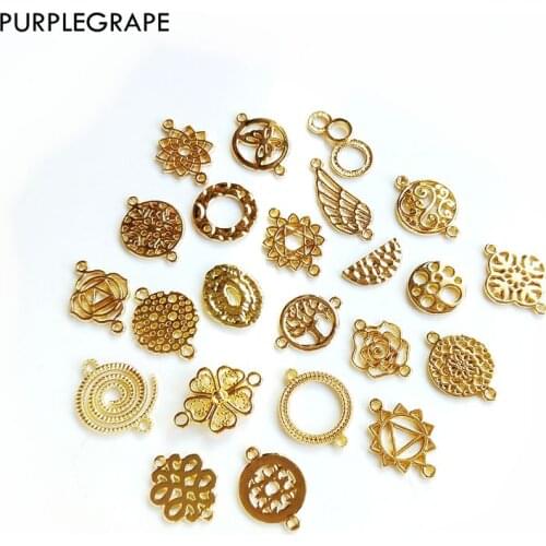 16pcs Pendant Earrings Diy Jewelry Connectors Accessories Handmade Auxiliary Materials Hollow Pattern