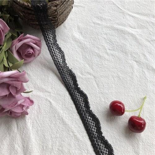 2.5cm S1622 black lace fabric diy decorative high quality soft off nylon lace trim wedding dress fabric