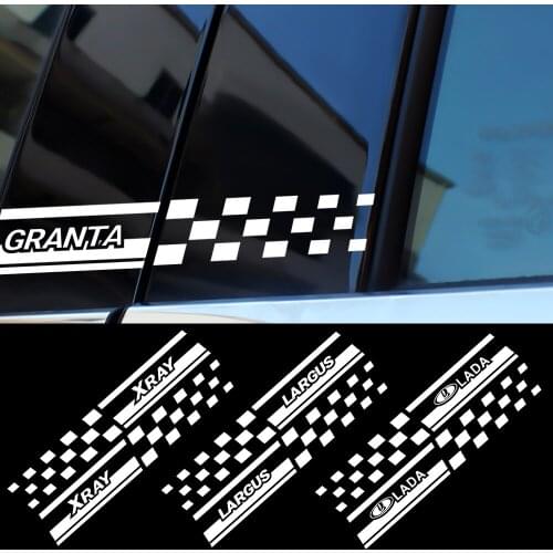 2PCS 20*3CM Car Styling Window B Pillars Reflective Vinyl PVC DIY Decortion Sticker Decal For LADA Largus Granta Niva Xray