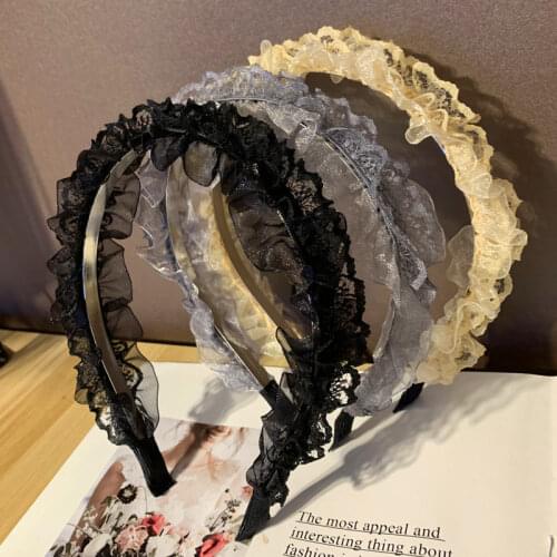 2020 Vintage Mesh Lace Bezel Hair Band For Women Metal Turban Headband Girls Hair Accessories Hair Clips Hoop opaska do wlosow