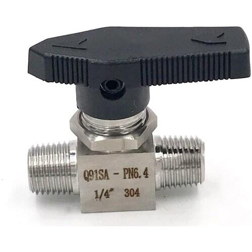 304 Stainless Steel 1/4" BSP Male Thread Two 2 Way Pipe Fitting High Pressure Ball Valve