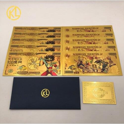 5 types Japanese Anime banknote Saint Seiya myth EX Marina Solent Armor Gold banknote for fans