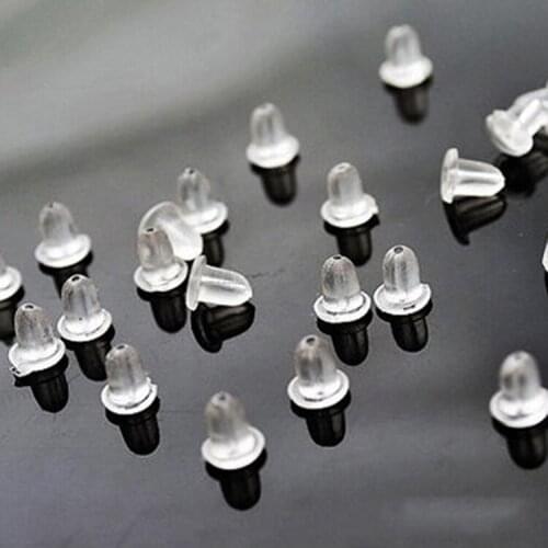 500pcs/lot Stud Earring Transparent Rubber Stoppers Silicone Round Ear Plugging Blocked Earring Backs Stoppers Ear
