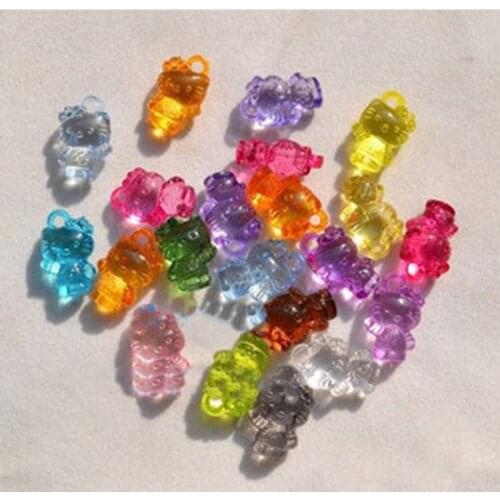 DIY accessories 17*11mm acrylic beaded material transparent color Cute cat pendant 100pcs/bag 2020731